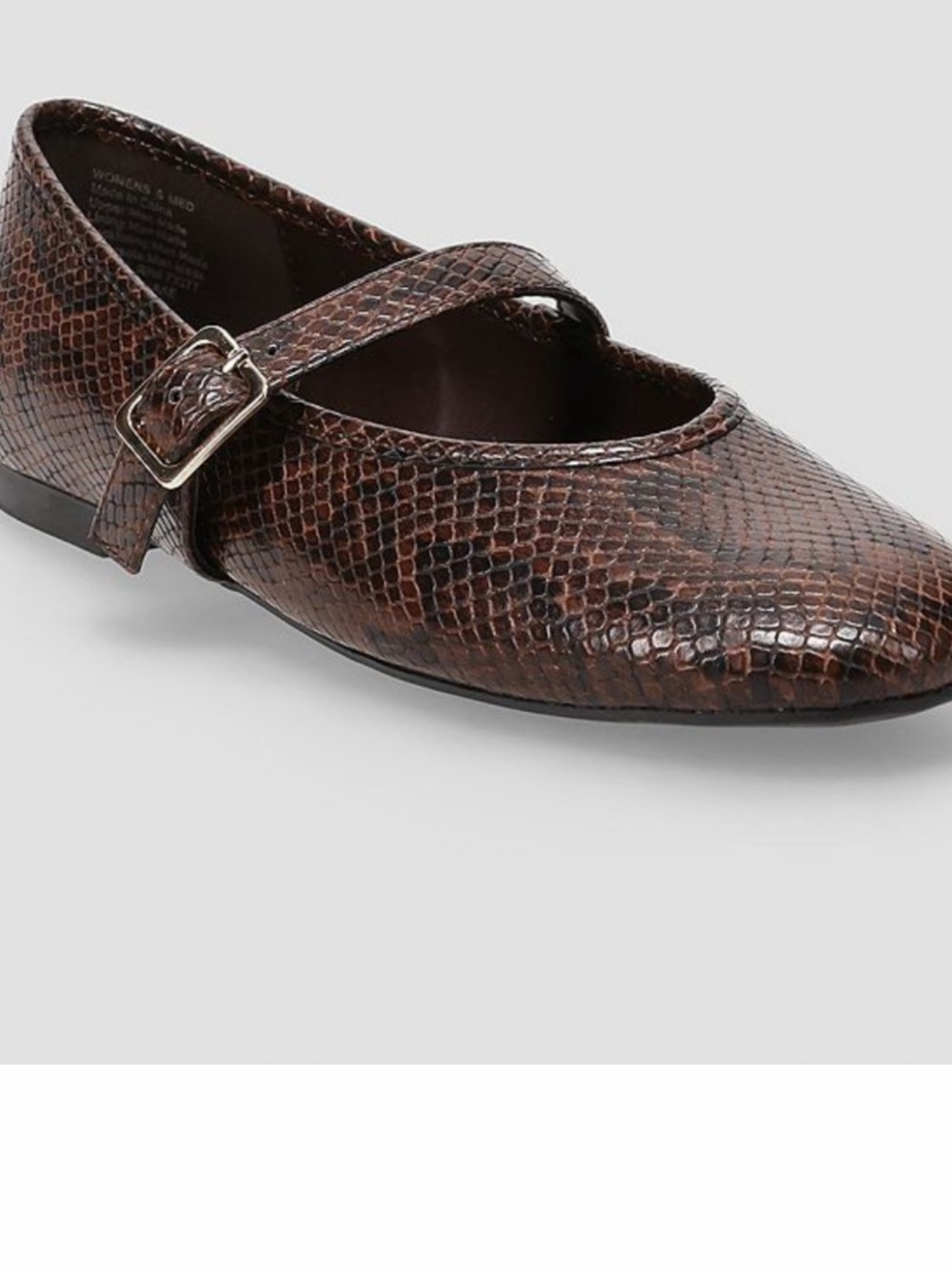 Sonoma Brown Faux-Snakeskin Mary Jane Flats